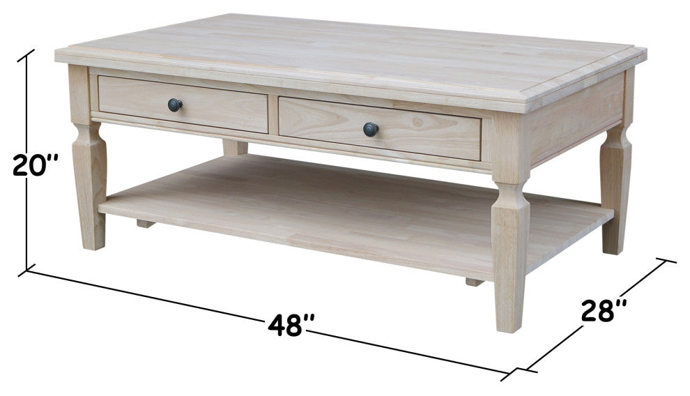 Vista Coffee Table, Unfinished