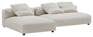 Solace 2-Piece Modular Corduroy Upholstered Sectional Sofa With Chaise, Almond