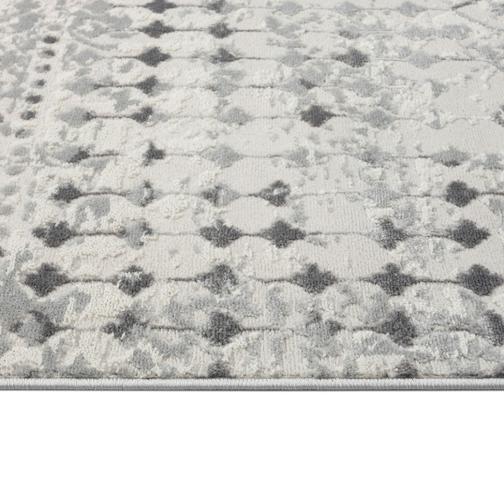 Hannah Moroccan Area Rug/Runner, Cream White, 5' x 7'