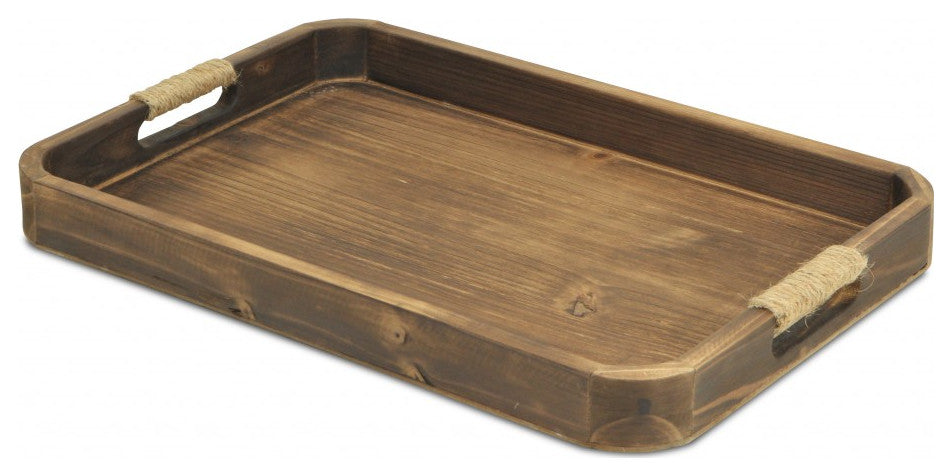 Natural Dark Brown Curved Wood Tray