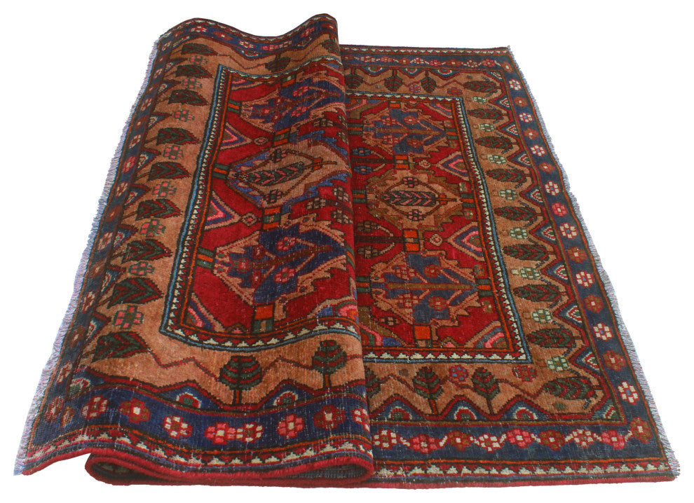 Fine Vintage Distressed Cynrik Red/Beige Rug, 5'1 x 6'11