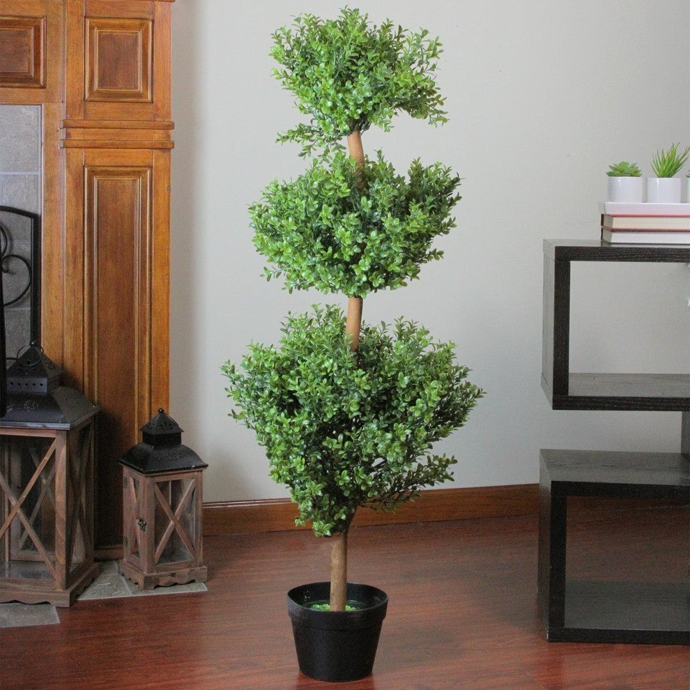 46.5" Potted 2-Tone Artificial Murraya Triple Ball Topiary Tree