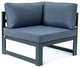 LeisureMod Chelsea 7-Piece Outdoor Sectional With Fire Pit Table, Blue