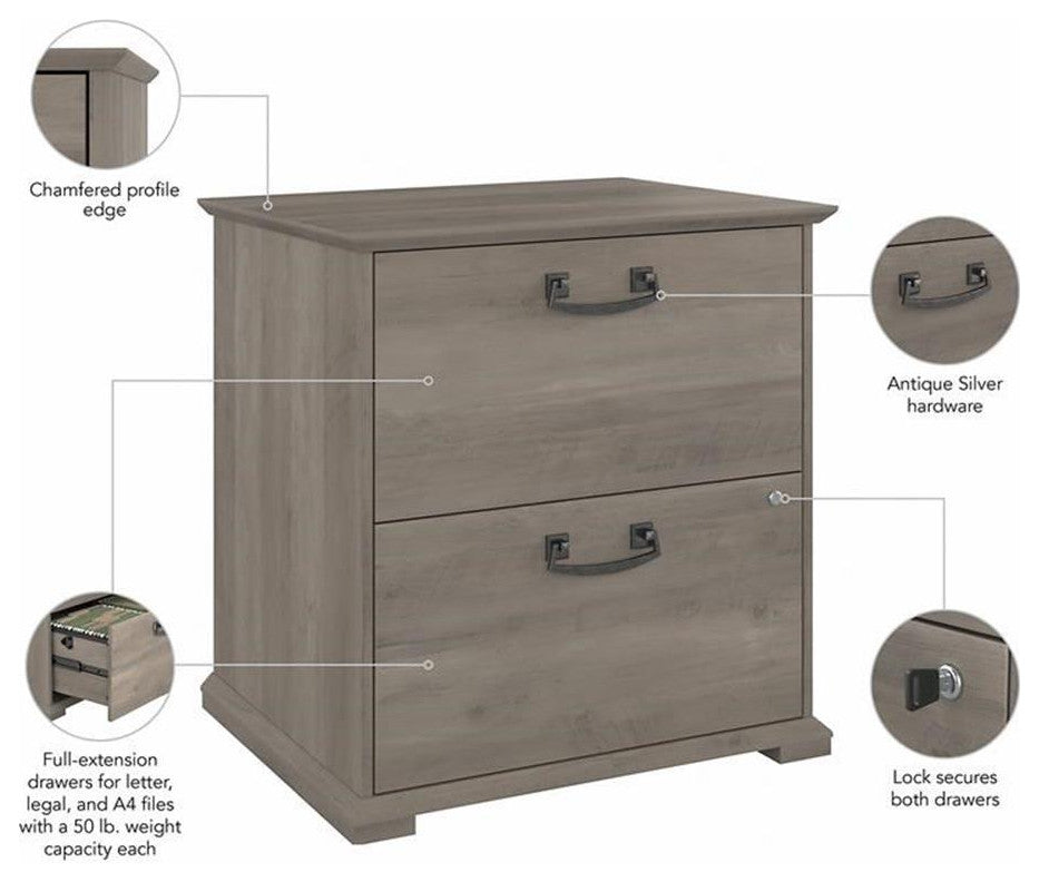 Homestead Farmhouse Lateral File Cabinet in Driftwood Gray - Engineered Wood