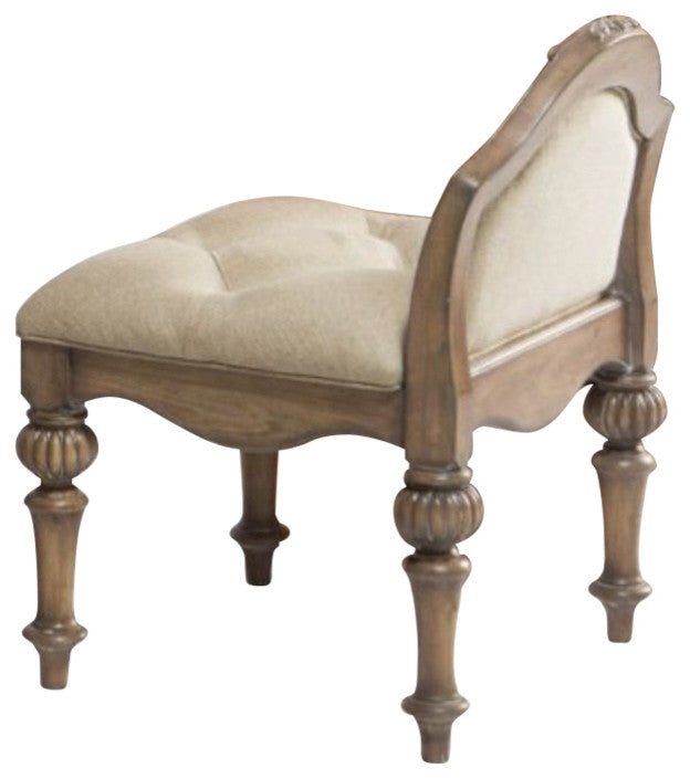 Vanity Stool With Tufted Seat, Brown