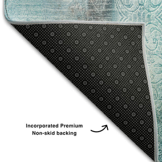 Premium Machine Washable Mayfield AMF537 Teal 9' x 12' Rug