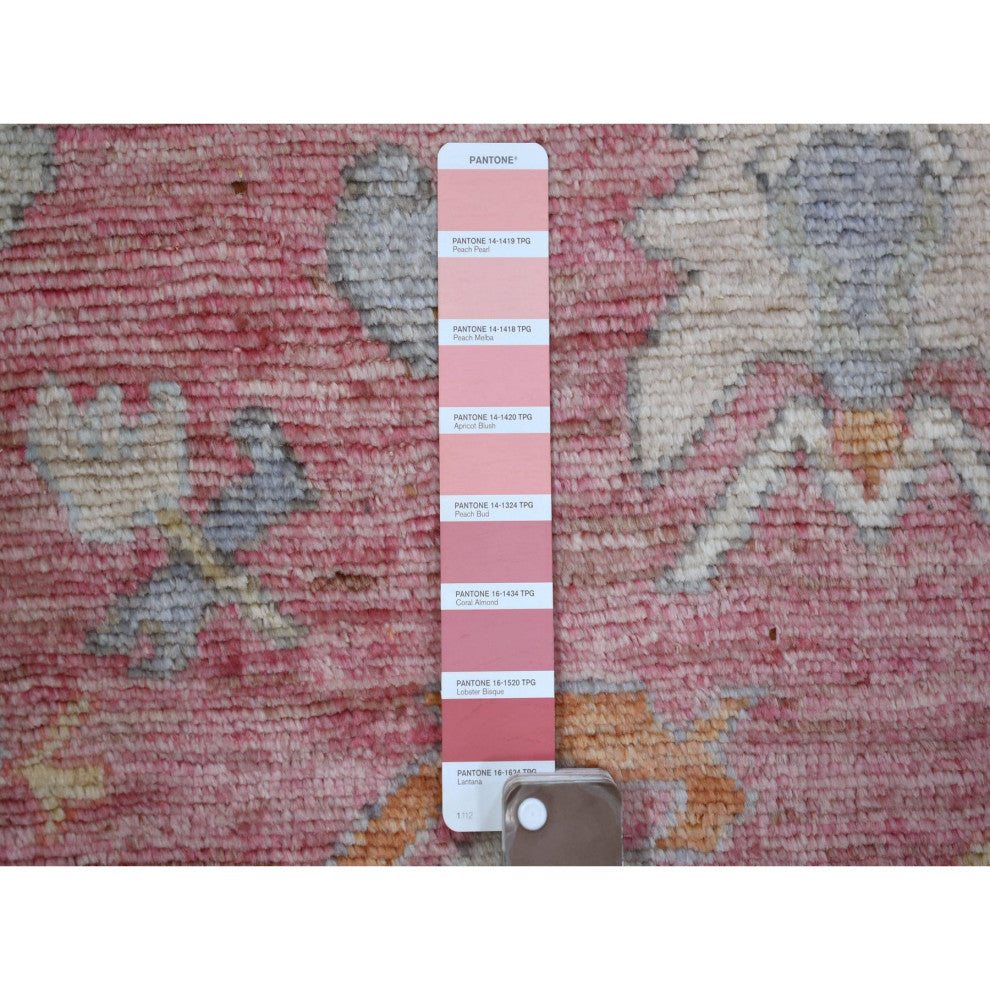 Red Hand Knotted Afghan Angora Oushak Wool Wide Runner Oriental Rug 4'0"x11'10"