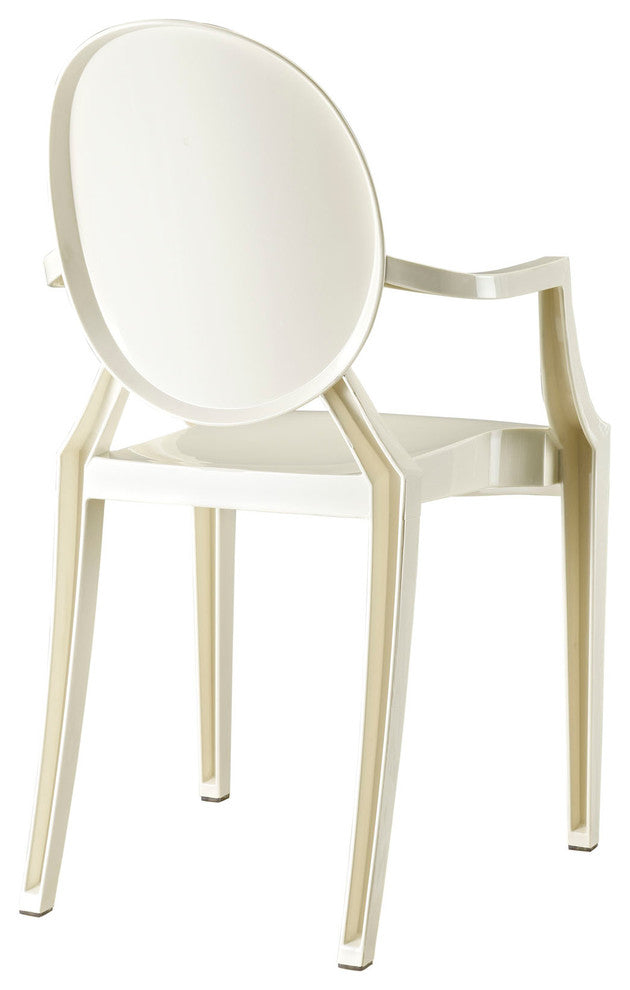 Modern Contemporary Kitchen Dining Armchair White, Outdoor or Indoor