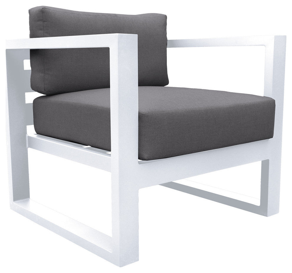 Aelani Outdoor 4-Piece Set, White Finish and Charcoal Cushions