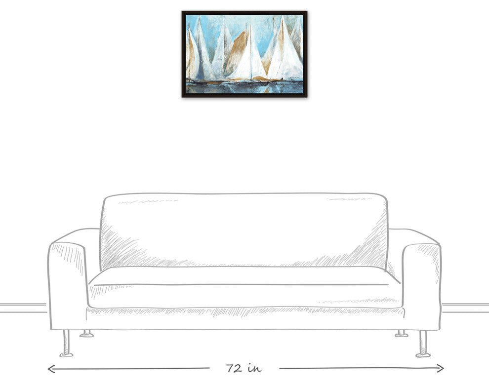 "Sailboats On Water" Canvas Wall Art, 16"x24", Framed
