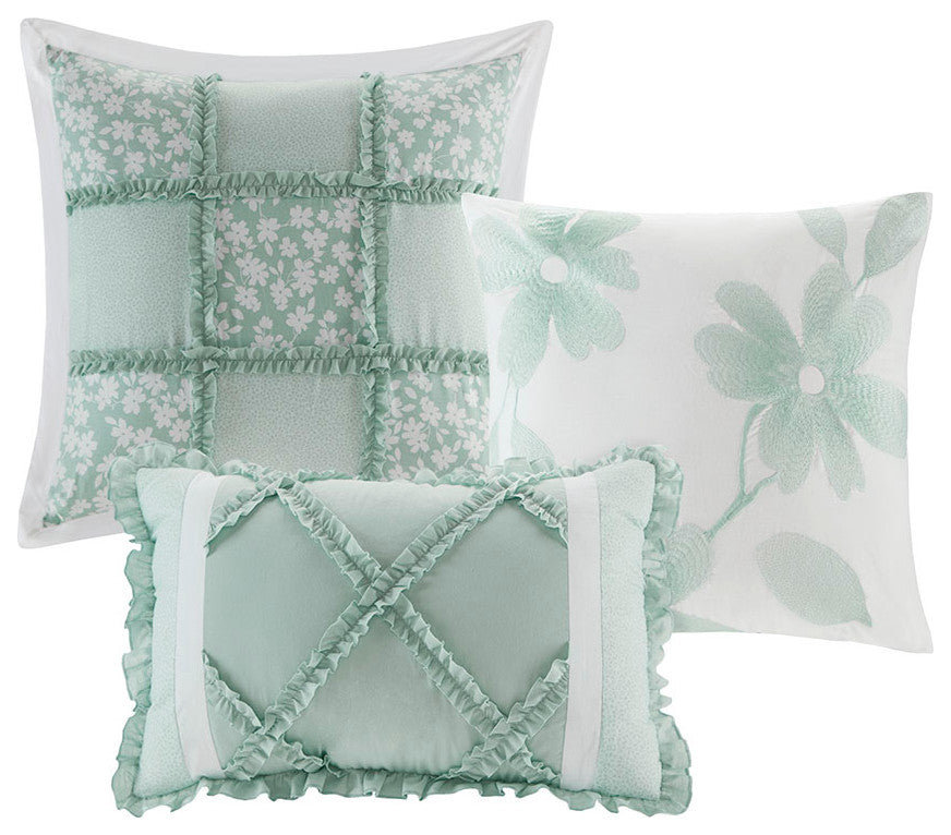 Madison Park Mindy 9 Piece Cotton Percale Comforter Set in Seafoam