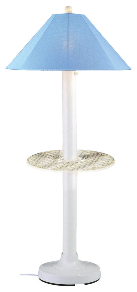 Catalina Floor Table Lamp 39691 With 3" White Body And Sky Blue Sunbrella Shade