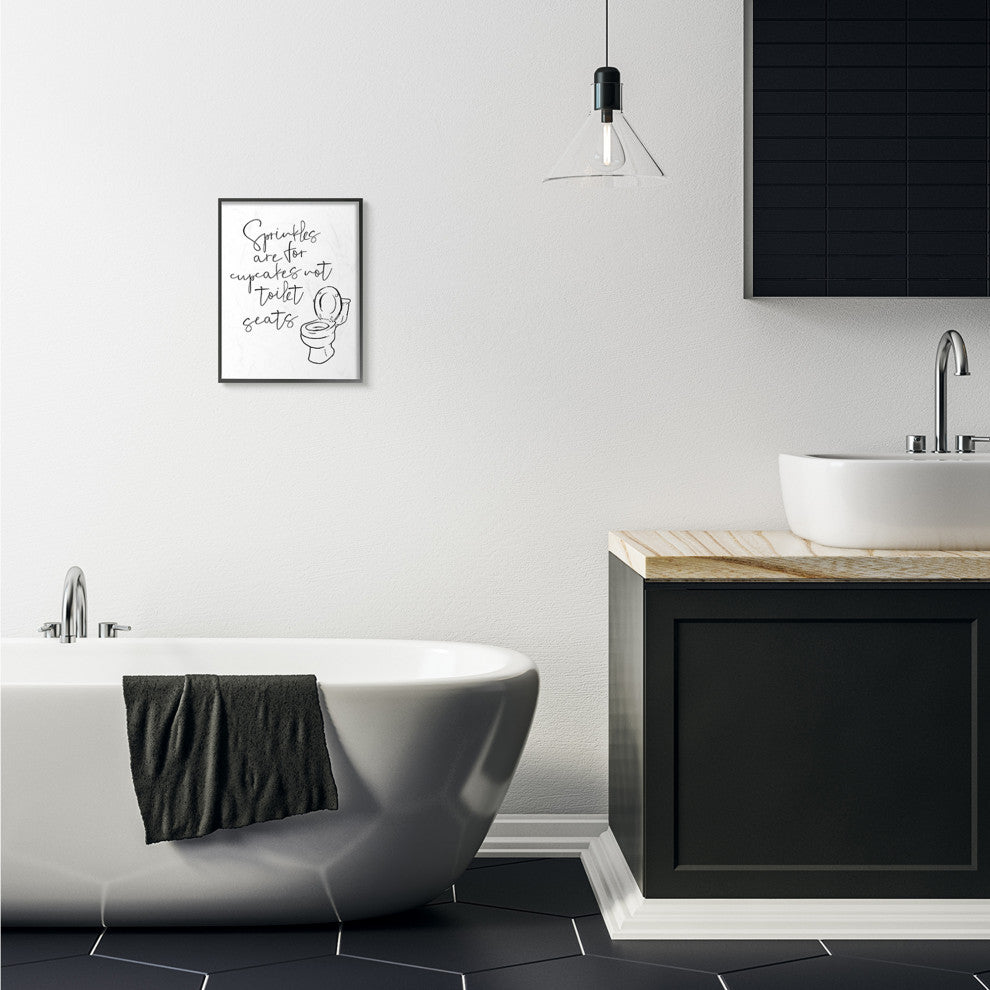 Sprinkles Funny Ink Drawing Bathroom Design, 11"x14"