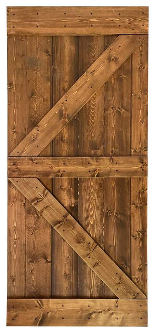Stained Solid Pine Wood Sliding Barn Door, Walunt, 36"x84", K Series