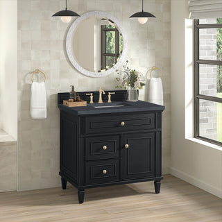 Lorelai 36" Single Vanity, Black Onyx, 3 CM Charcoal Soapstone Top