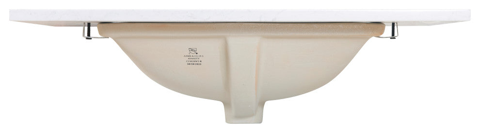 Salerno 31" Engineered stone Vanity Top in Aosta White with White Sink