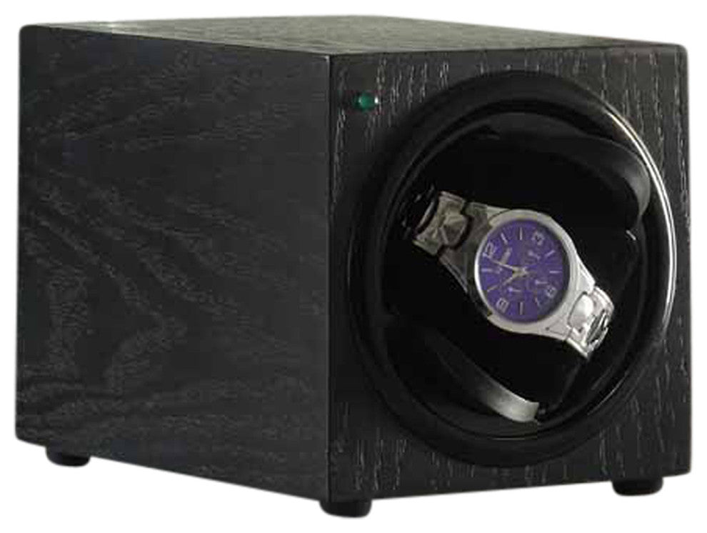 Single Watch Winder, Black Wood