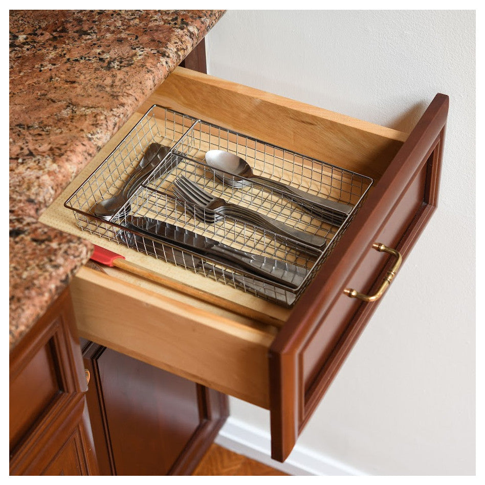 Metal Wire Chrome Plated Kitchen In-Drawer Storage, Small, 3-Pack