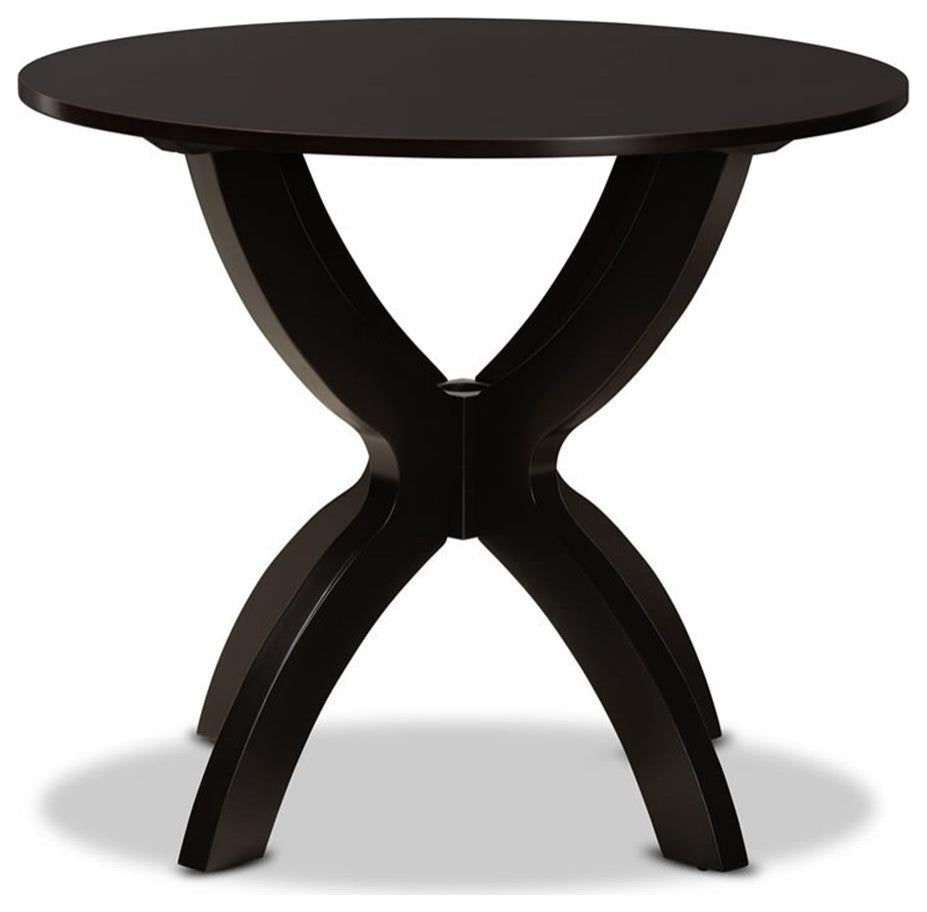 Modern and Contemporary Dark Brown Finished 35-Inch-Wide Round Wood Dining Table