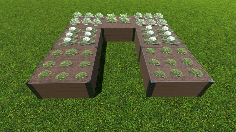 Uptown Brown Walk-In Jumbo U-Shape' 12'x12' 22" Raised Garden Bed, 1" Profile