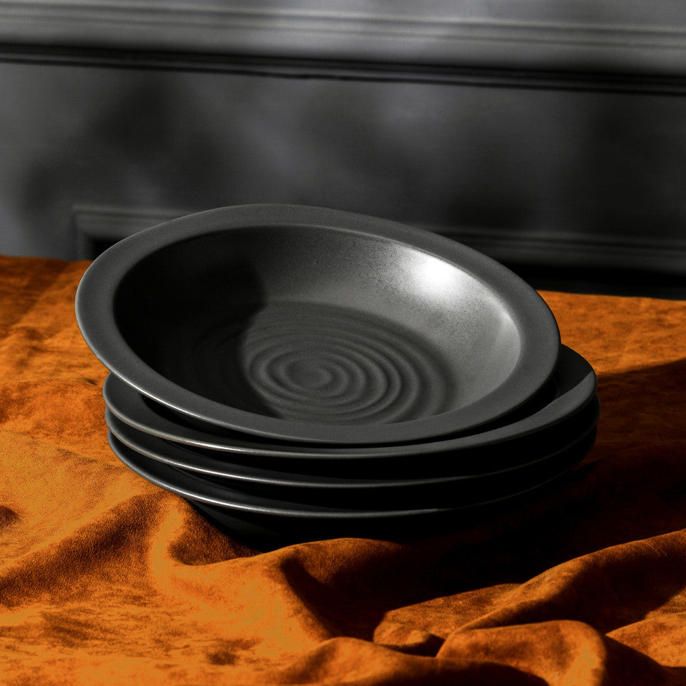 Stone Lain Orbit Stoneware Pasta Bowl Set of 4, Charcoal