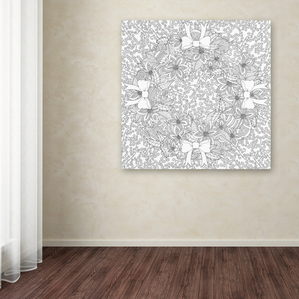 Hello Angel ''Christmas Wreath Mandala'' Canvas Art, 14x14