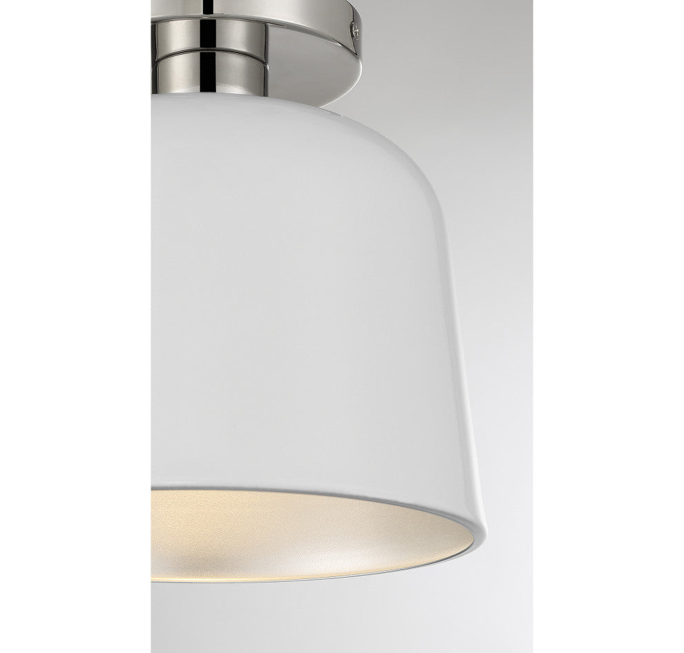 Savoy House Meridian 1-Light Ceiling Light M60067WHPN, White With Nickel