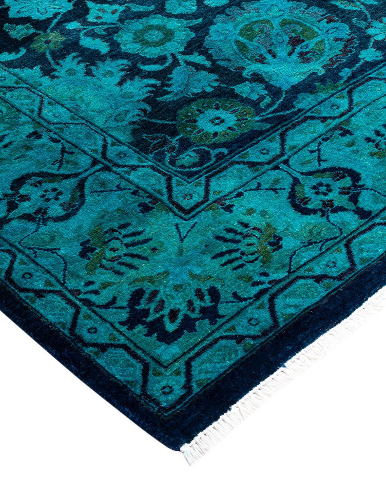 Overdyed, One-of-a-Kind Hand-Knotted Area Rug Blue, 4'8"x7'2"
