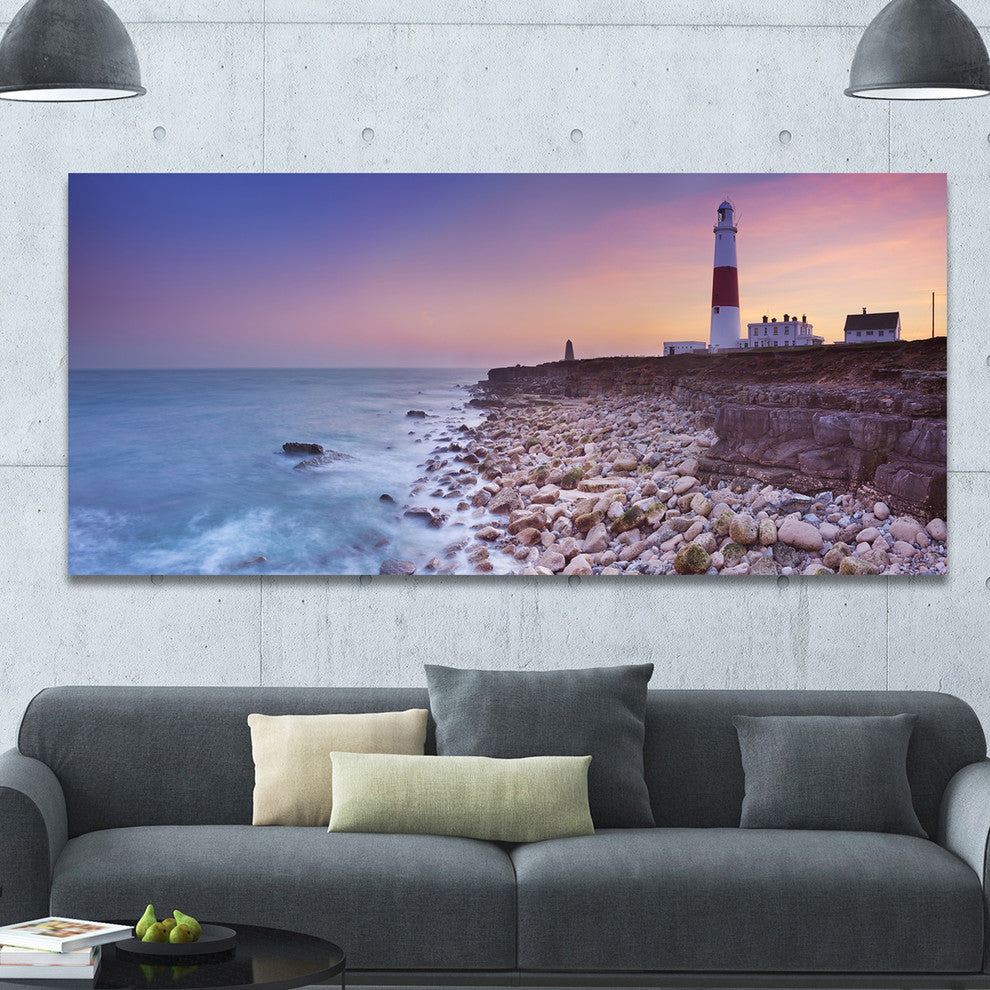 Portland Bill Lighthouse in Dorset, Oversized Seashore Canvas Art Print, 60"x28"