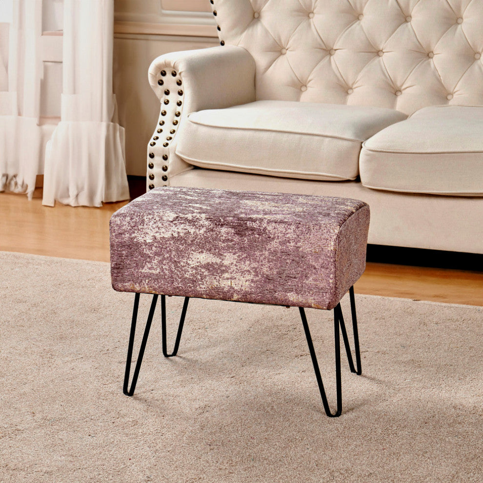 Kasula Jacquard Chenille Ottomans, Light Brown, 19''x13''x17''