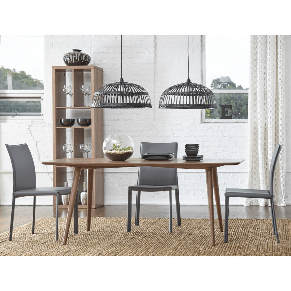 Set of 2 Gray Upholstered Leather Dining Side Chairs