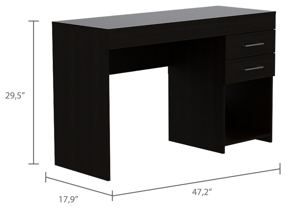 DEPOT E-SHOP Maui Computer Desk, 2 Drawers ,Black