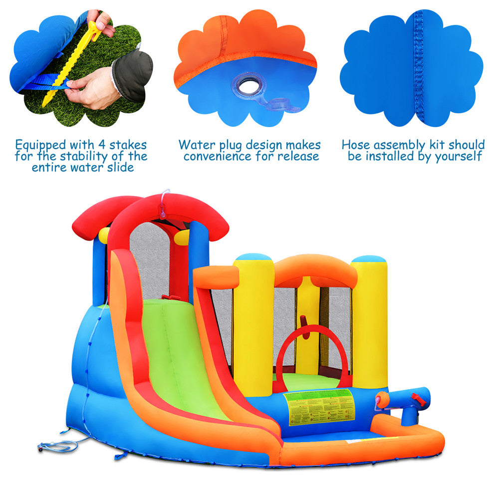 Costway Inflatable Bounce House Water Slide W/ Climbing Wall