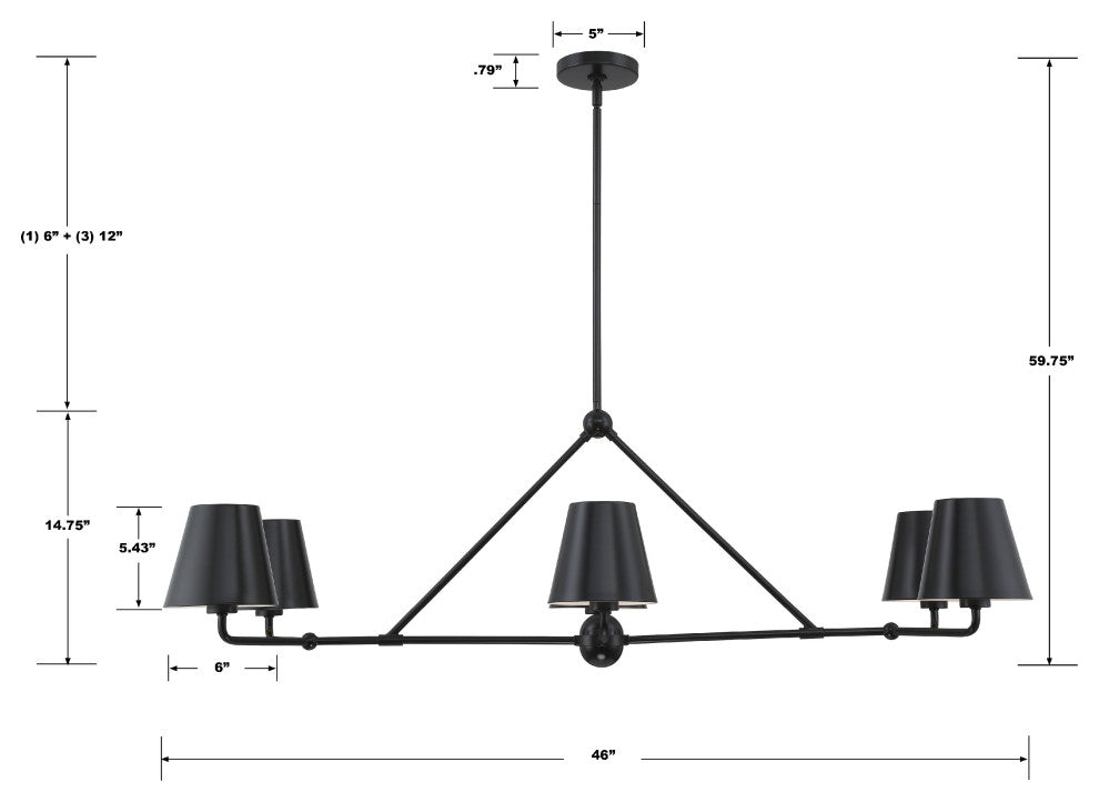 Xavier 6-Light Matte Black Chandelier