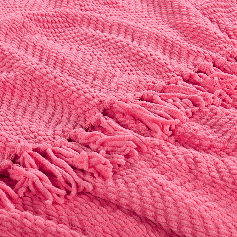 Tweed Knitted Throw Blanket, Camellia Rose, 60"x80"