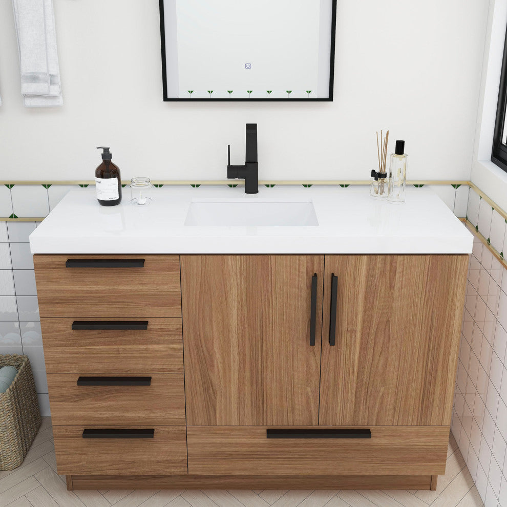 Carla 48" Freestanding Bathroom Vanity, Rosewood