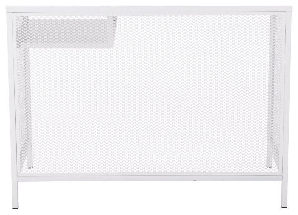 Computer Work Desk, Rectangular, Steel Metal, White, Home Business Office