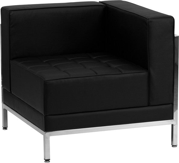 Modern Black Leather Right Corner Chair With Encasing Frame
