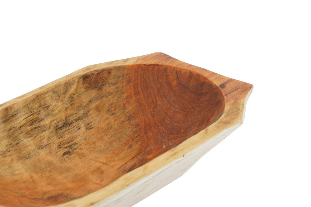 Food Safe Country Farmhouse Wood Dough Bowl-Deep With Handles, White