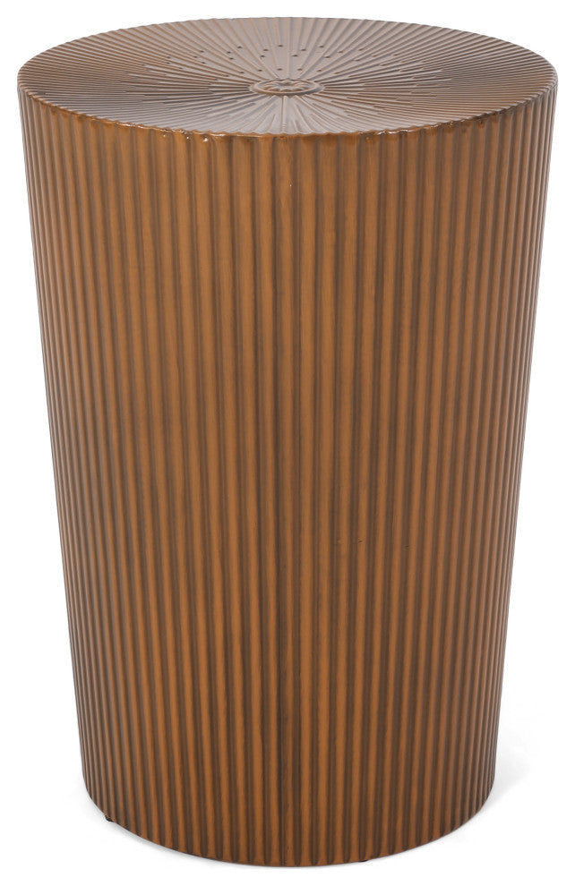 Pamsha Modern Iron Sunburst Side Table, Brushed Antique Bronze