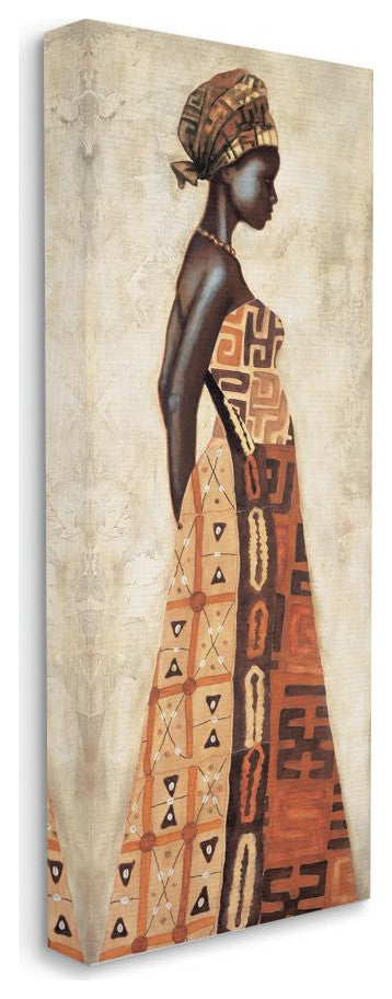 Elegant Female Standing Pose with Patterned Dress13x30