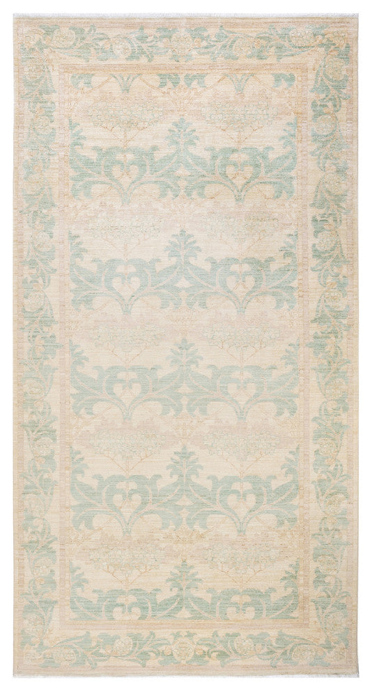 Arts and Crafts, One-of-a-Kind Hand-Knotted Area Rug Ivory, 6'1"x11'7"