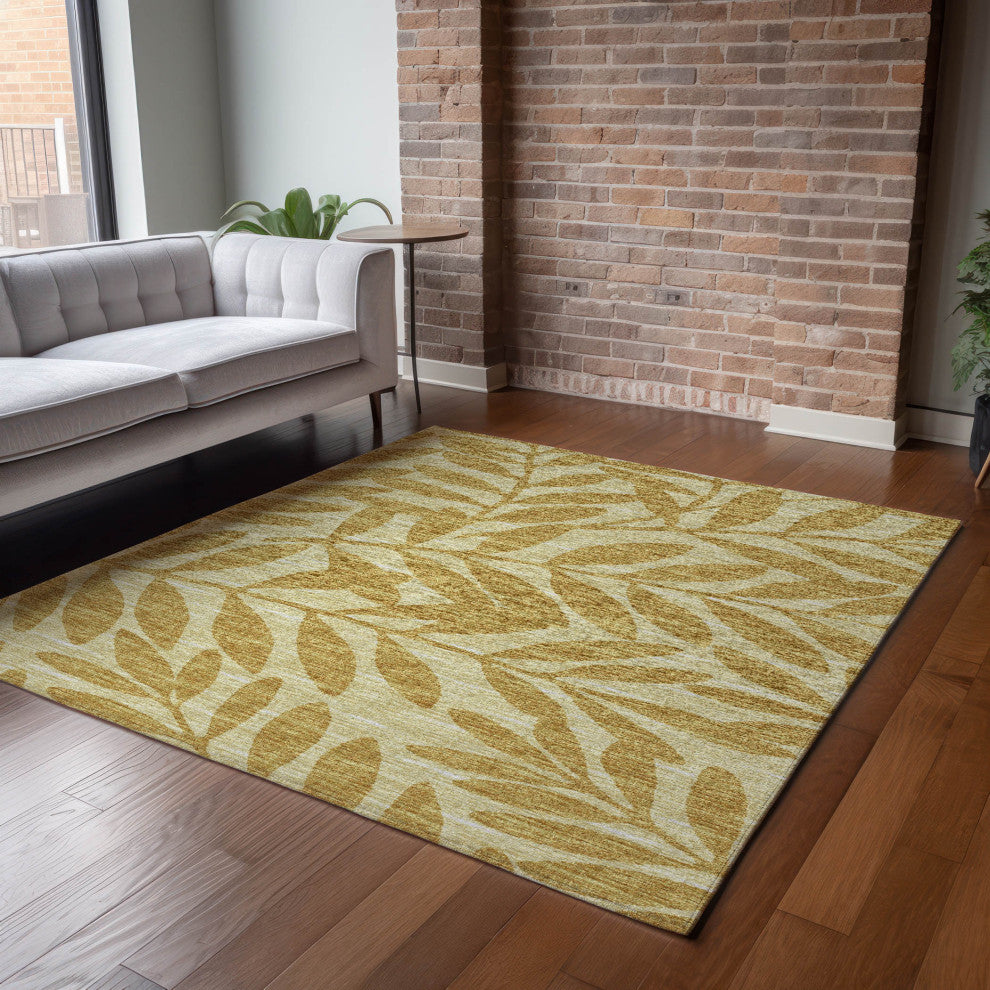 Addison Premium Washable Mayfield AMF111 Yellow 2'6" x 3'10" Rug