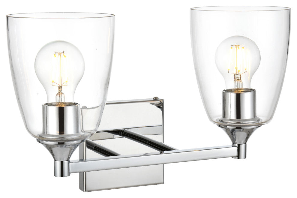 2 Light Chrome And Clear Bath Sconce