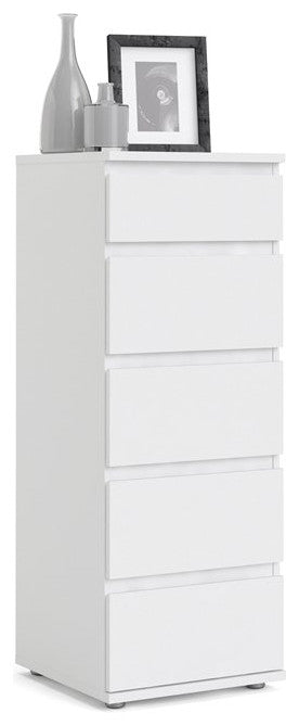 Tvilum Aurora 5 Drawer Narrow Chest in White