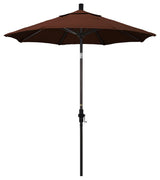 7.5' Bronze Collar Tilt Lift Fiberglass Rib Aluminum Umbrella, Sunbrella, Bay Brown