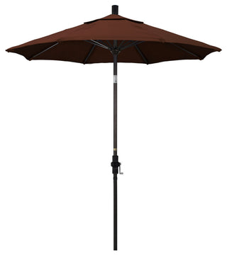 7.5' Bronze Collar Tilt Lift Fiberglass Rib Aluminum Umbrella, Sunbrella, Bay Brown