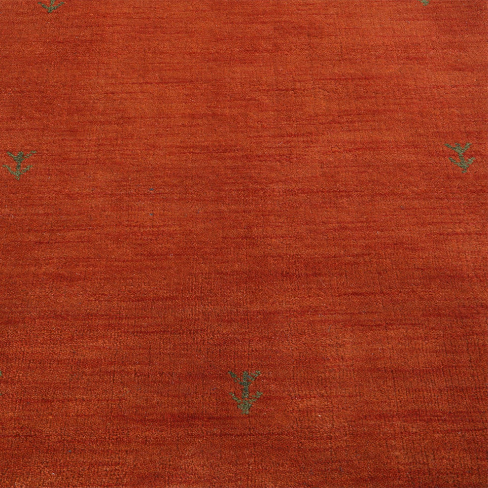 HAND KNOTTED LOOM WOOL ECO-FRIENDLY AREA RUGS - Runner, Orange, Contemporary