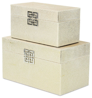 Galena "Double Happiness" Faux Shagreen Box Set, White Gold