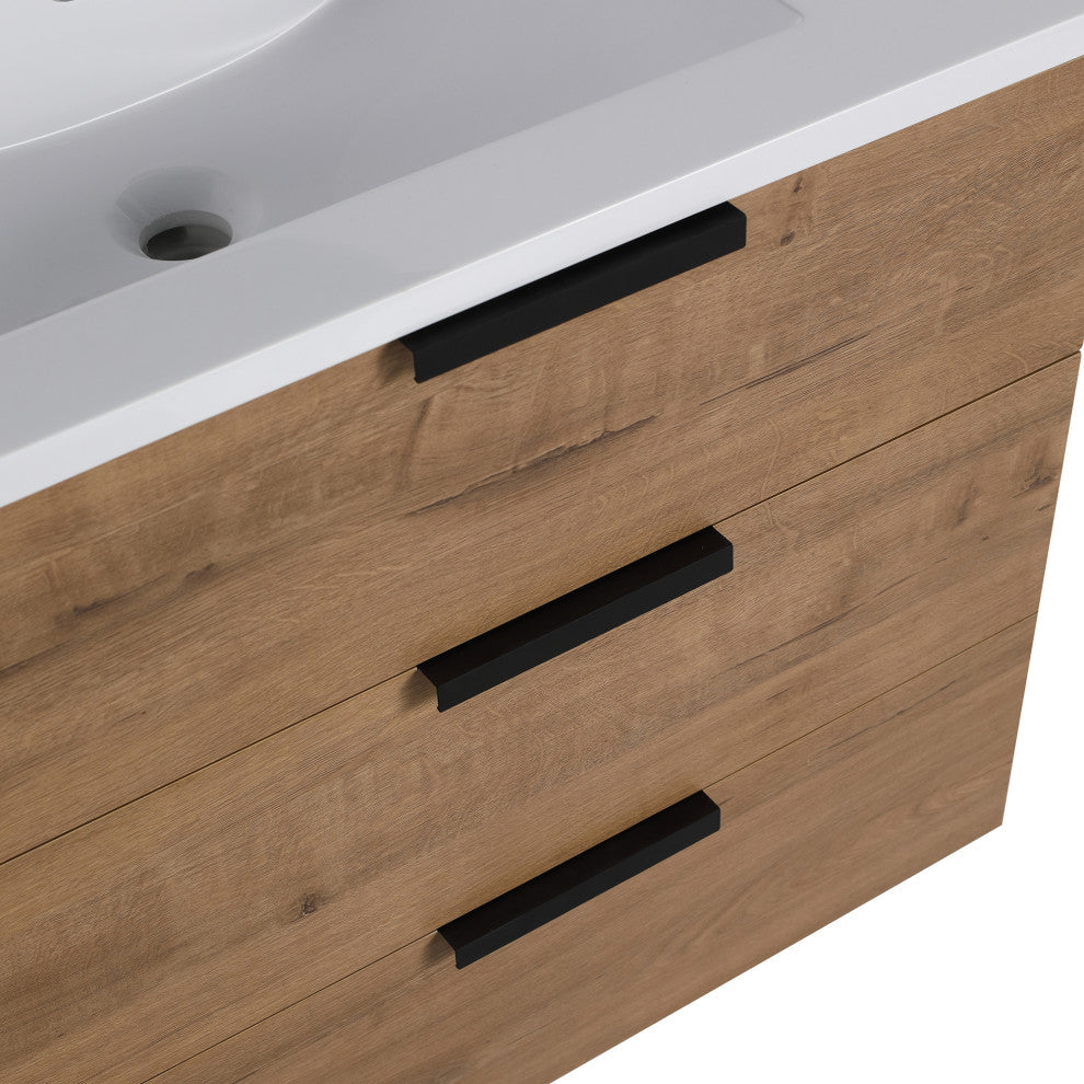 30 Inch Plywood Wall-Mounted Bathroom Vanity With Drawer and Adjustable Shelf